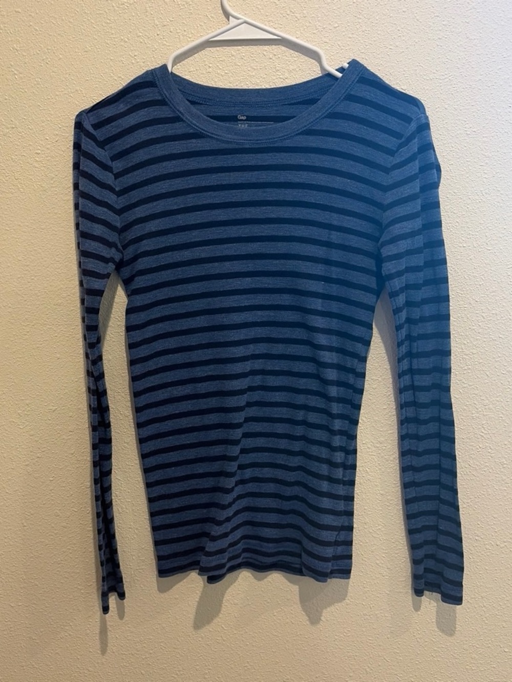 GAP Long Sleeve Navy and Dark Blue Striped Tee